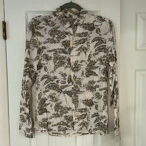 All Saints Birch Long Sleeve Button Down Top Ecru XS